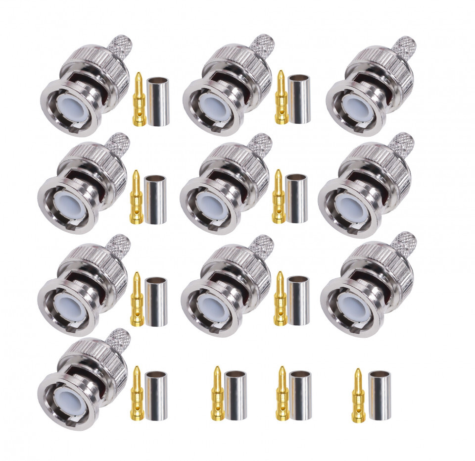 BNC Muški Konektor za Krimpovanje RG6 75 Ohm CCTV Koaksijalni Konektor