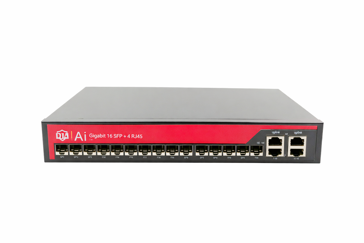 DJA fiber switch 16xSFP + 4xGbE RJ45 VLAN rack (DJA-16GSFP-4RG)