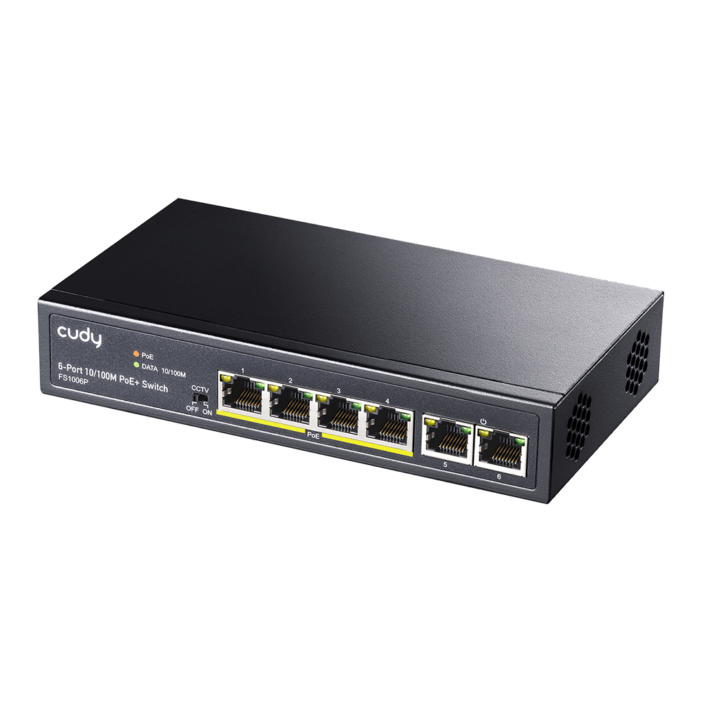 Cudy FS1006P PoE+ Switch 6 Portova 10/100 Mb/s, 4x PoE+, 65W